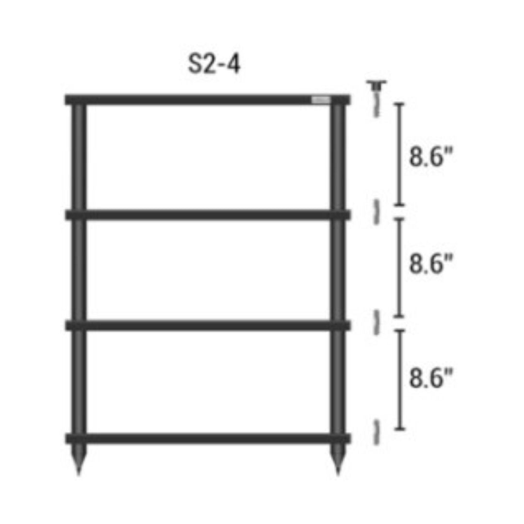 Measurement chart with dimensions labeled S2-4 and 8.6 inches on a white background