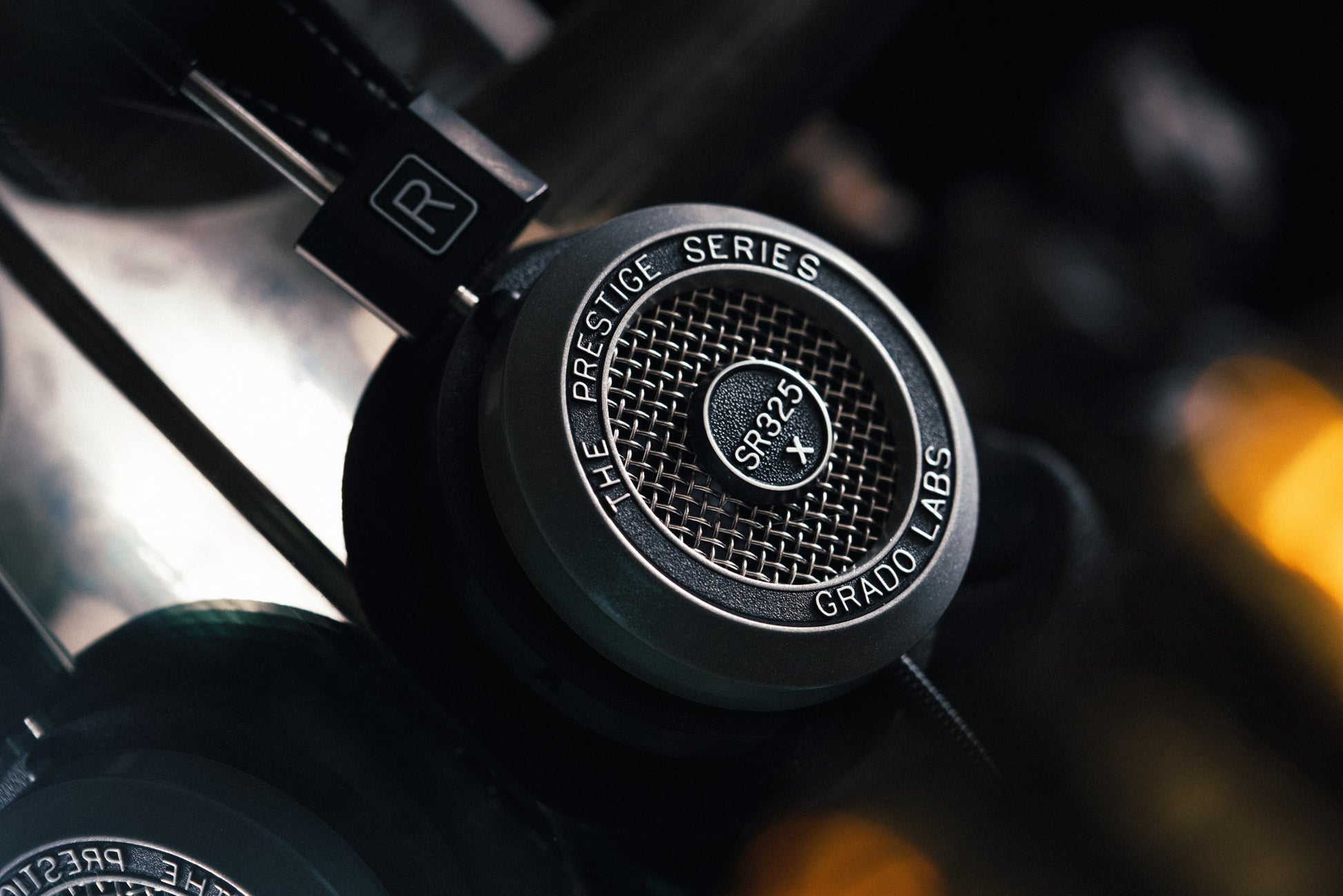 Grado Labs SR325x Headphones on Brass Cart